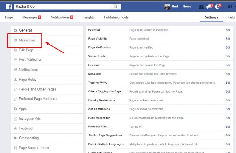 2-cari-settingan-messaging-di-fanpage